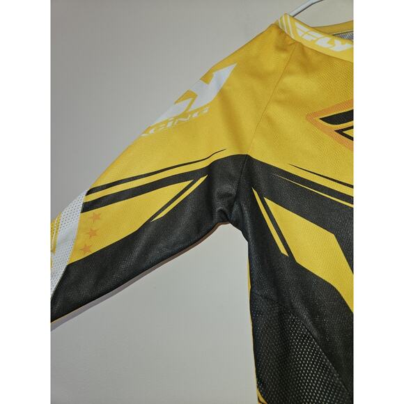 Fly Racing Motocross Jersey Yellow Black Youth Size Large - Picture 6 of 10